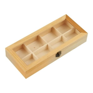 Genérico - Caja De Almacenamiento De Bolsitas De Té De Madera Con Tapa De Cristal 29X13X5Cm 8 Secciones