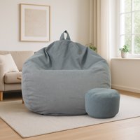 Joytek - Puff Pera De Lino Talla Xl 120X80 Gris Oscuro