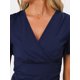thumbnail image 5 of INSPIRE CHIC Blusa de Imitación de Envoltura para Mujeres Regreso a Clases Verano Cuello en V Manga con Volantes Blusa Casual Talla XL Azul Oscuro, 5 of 6