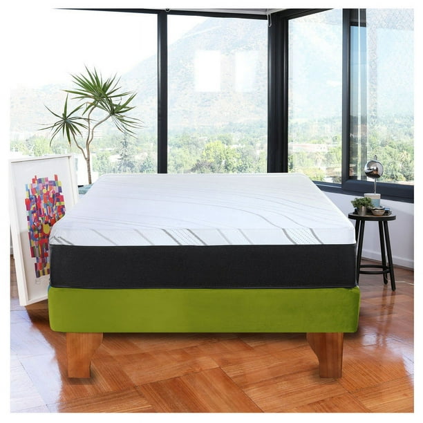 Cama Europea Zen Pro Colchon Resortes 1.5 Plaza Base Dividida Tela Pistacho