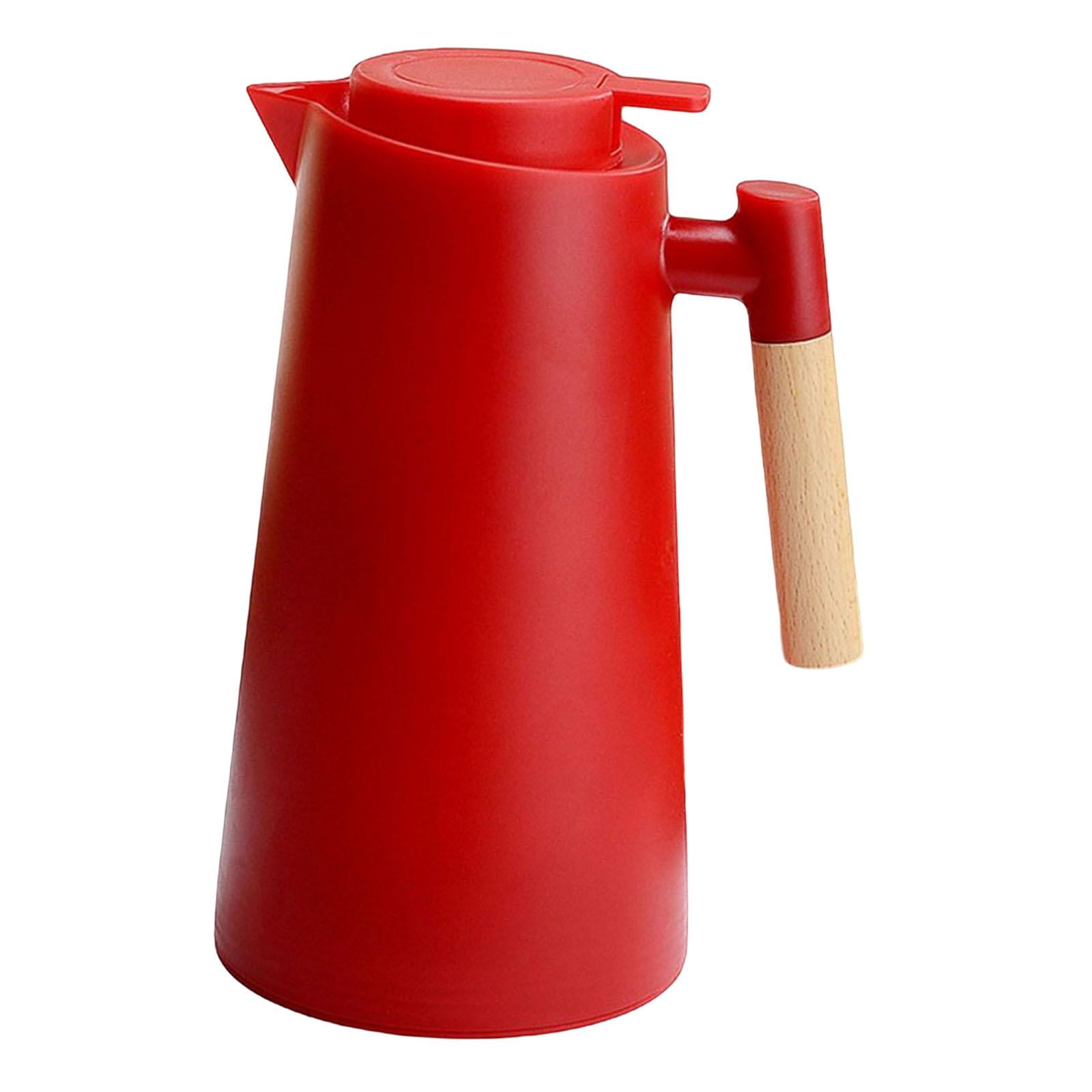 Bothyi - Hervidor De Aislamiento Térmico Jarra De 1l Mango De Madera Para Calentador De Agua Regalos De Amigos Rojo