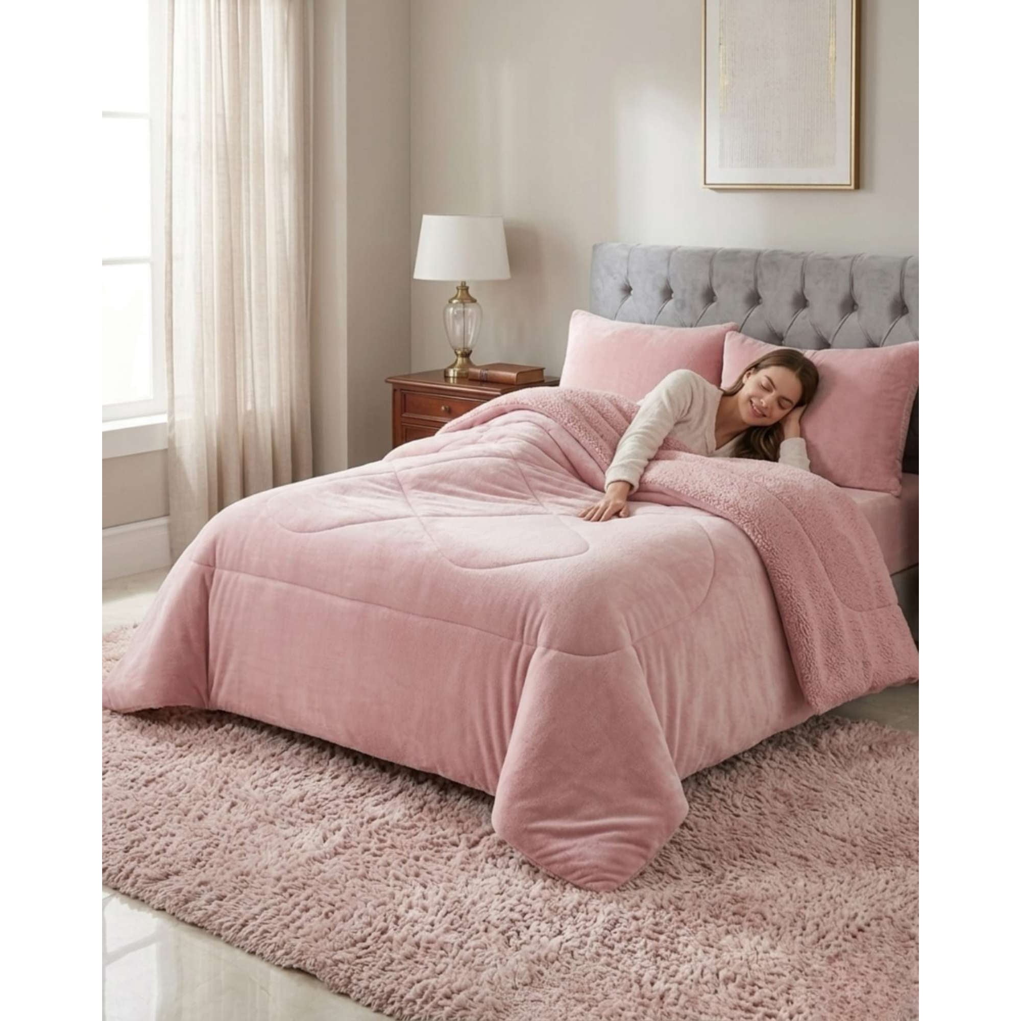 Myl Todo Hogar - Plumón Cubrecama King Plush Con Reverso Chiporro Invierno