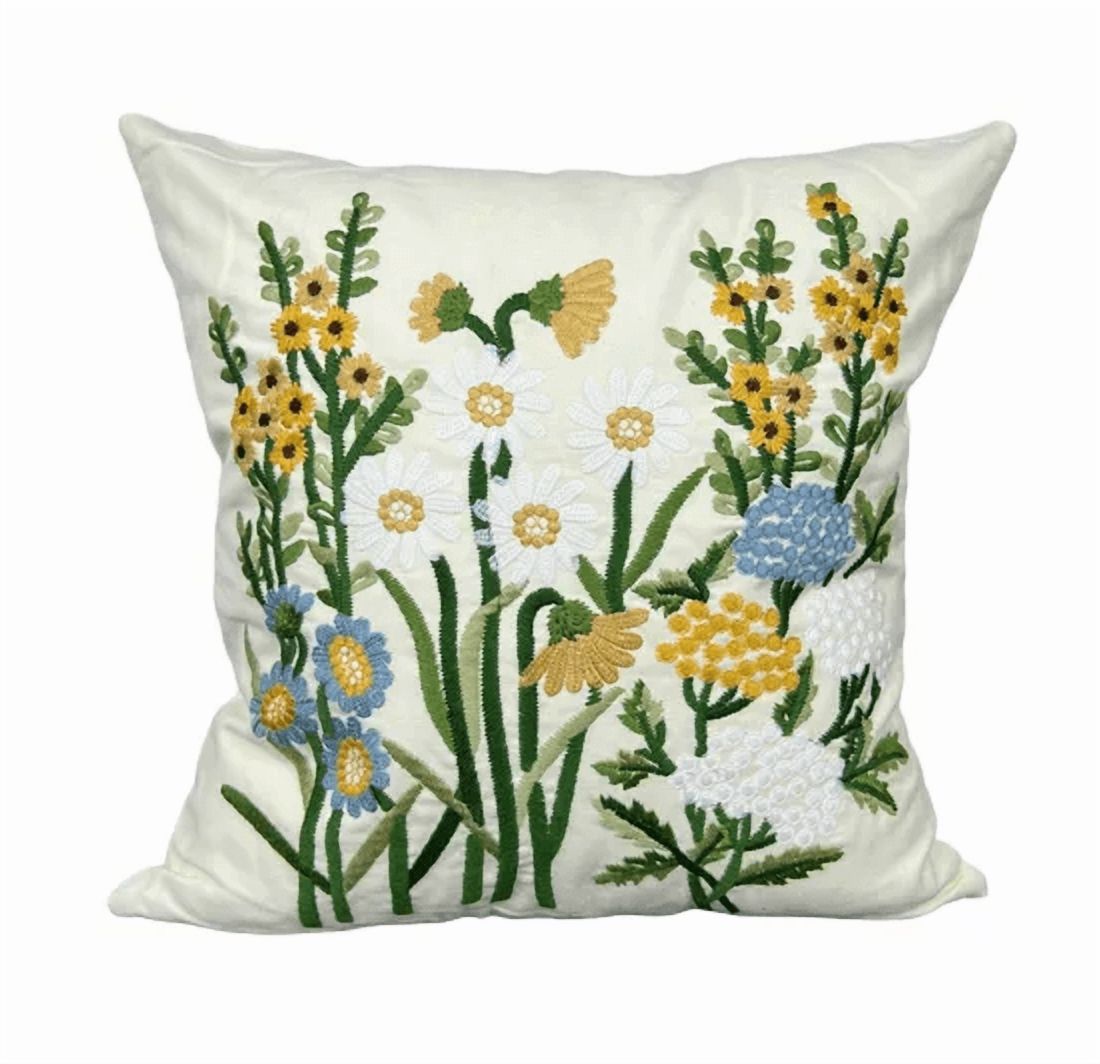 Genérico - Fundas De Cojines Bordadas A Elección 45X45 Diseño 7 Color Blanco