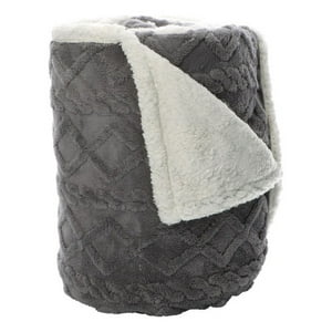 Frazada Andes Jacquard Sherpa Gris 1.5 Plaza