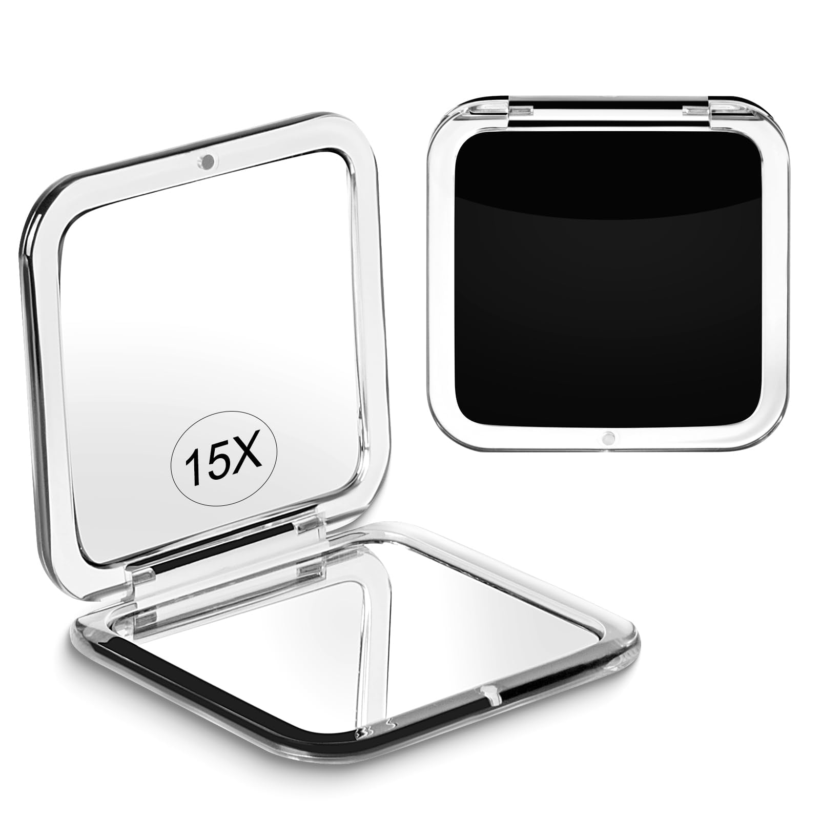 Espejo De Maquillaje Compact Mirror Santoo Con Aumento 15x, Negro