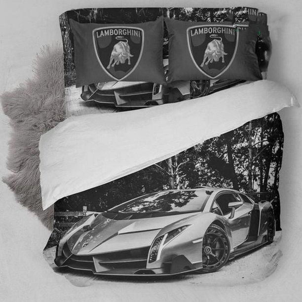 Lamborghini Veneno Car 3pc Quilt Duvet Cover Bedding Set Pillowcase Included3-Piece Bedding Set (1 Duvet Cover + 2 Pillow Shams)