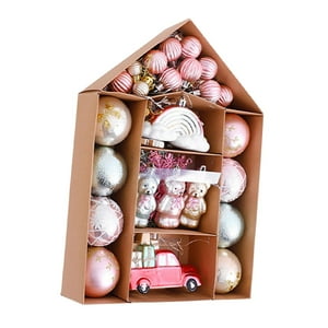 Genérico - Adornos Navideños Con Forma De Bola, Surtidos, Irrompibles, Colgantes, Manualidades, Color Rosa