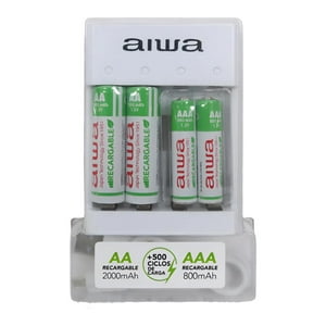 Aiwa - Cargador De Pilas Aa Y Aaa Con 4 Pilas Bc-0807T