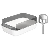 Ioensy - Caja De Arena Para Gatos, Inodoro, Conejo, Baño Profundo, Orinal, Bandeja De Arena Para Mascotas, Color Blanco