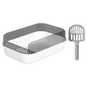 Ioensy - Caja De Arena Para Gatos, Inodoro, Conejo, Baño Profundo, Orinal, Bandeja De Arena Para Mascotas, Color Blanco