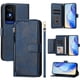 thumbnail image 2 of Funda tipo cartera para TCL 50 5G con bolsillo con cremallera, tarjetero, soporte, correa para la muñeca y tapa de cuero azul, 2 of 5