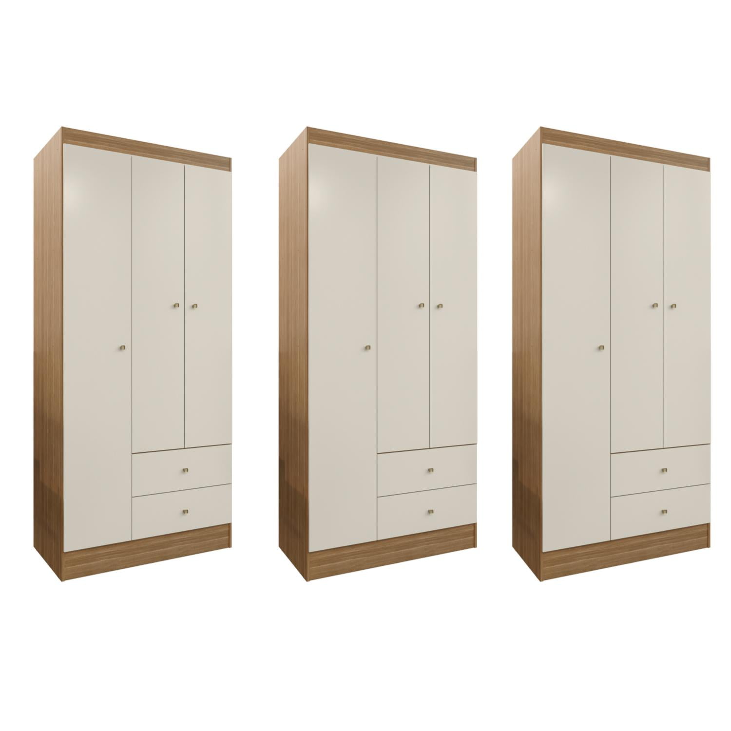 Movelaria - Combo 3 Closet Versa 3 Puertas Off White K32x3 Blanco