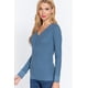 thumbnail image 2 of Saronite Camiseta Térmica Básica de Algodón Acanalado con Cuello en V, Manga Larga y Tapeta, Azul Acero (para Mujer), 2 of 4