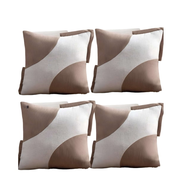 Pack De 4 Fundas De Cojines Diseño Tela Pana Empalmado 45cm X 45 Cm Café