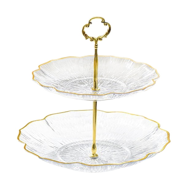 Soporte Para Tartas De 2 Niveles, Bandeja Para Galletas Y Platos Para Dulces, Para Fiesta De Celebración De Bodas, Transparente