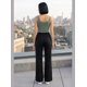 thumbnail image 2 of Pantalón Mujer Flare Pierna Ancha Cintura Elasticada Negro, 2 of 8