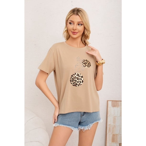 Polera Mujer Algodon Manga Corta Oversize Aplicacion 2012