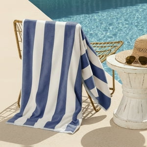 Toalla De Playa Nautica 100% Algodón 163X81 Diseño Rayas Azul