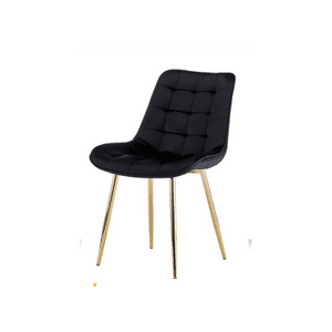 Habita2 Chile - Silla De Comedor Roma Tapiz Felpa Base Resistente Dorada - Negro