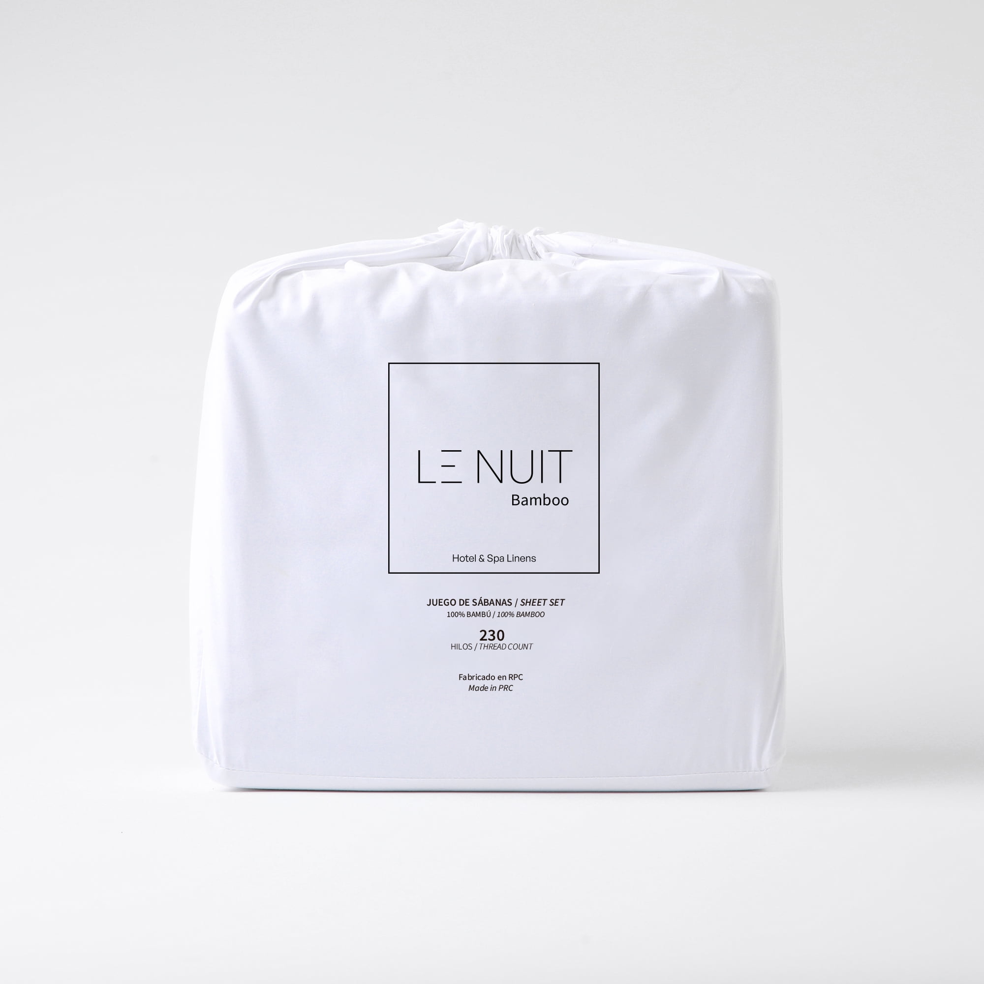 Le Nuit - Sábanas King 100% Bambú Twill 230 Hilos Essentials Liso Blanco