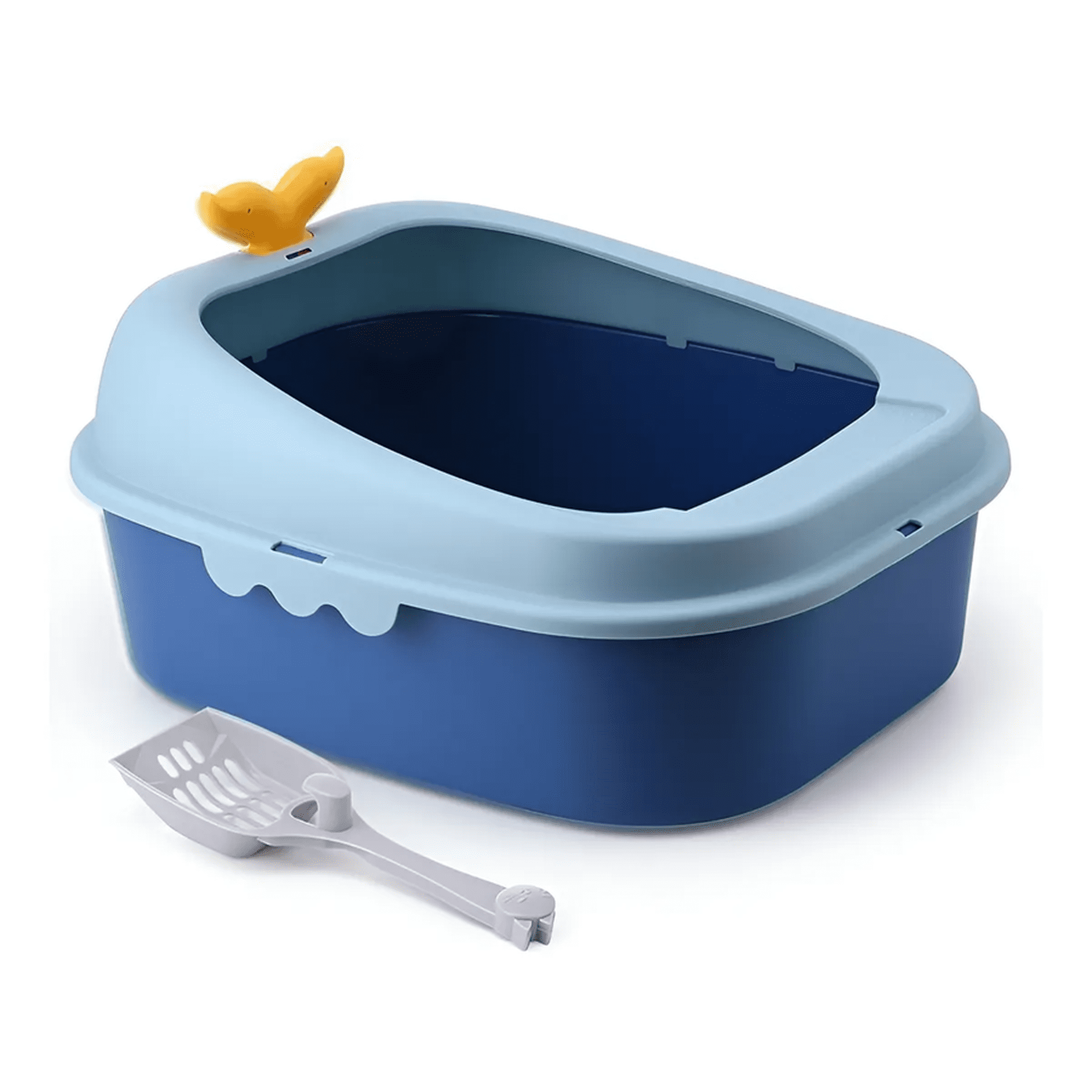 Arenero Para Gato Ballenita Con Pala Y Juguete De Color Azul