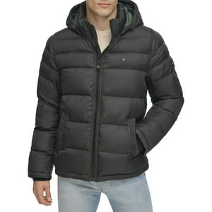 Chaqueta Tommy Hilfiger Classic Con Capucha Acolchada Para Hombre, Color Negro