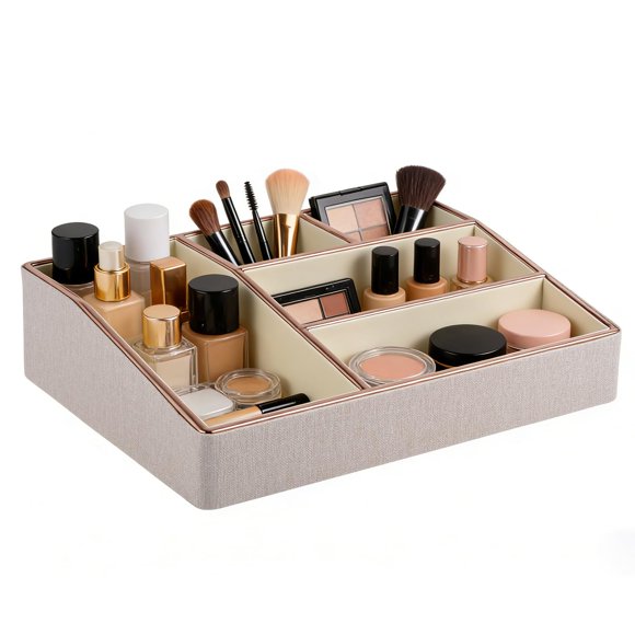 Organizador RHCSZ 33 cm Beige de Cuero PU con Ribete Oro Rosa