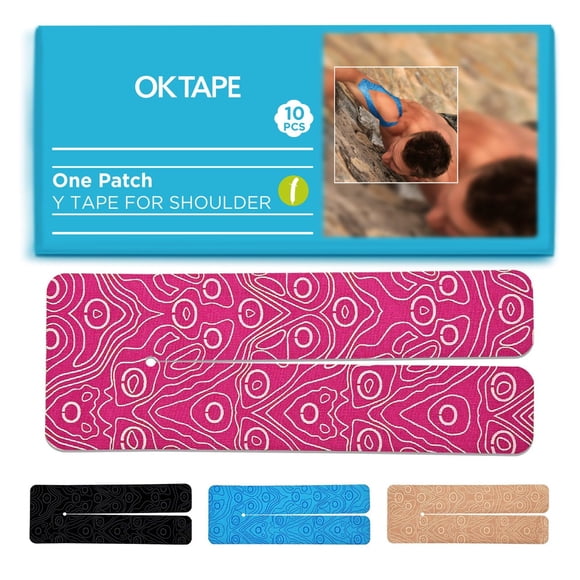 Cinta de kinesiología OK TAPE en forma de Y, 10 unidades, 9 x 25 cm, rosa
