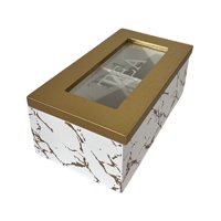 Oem - Caja De Té Mediana De Madera 2 Espacios Marmoleado