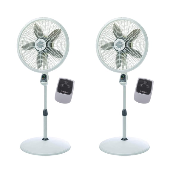 Ventilador de pedestal Lasko Elegance Performance de 18 pulgadas con mando a distancia, paquete de 2