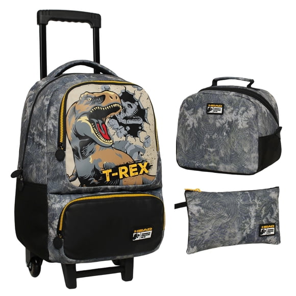 Pack Bakan Mochila Dino Jurassic Gris con Carro