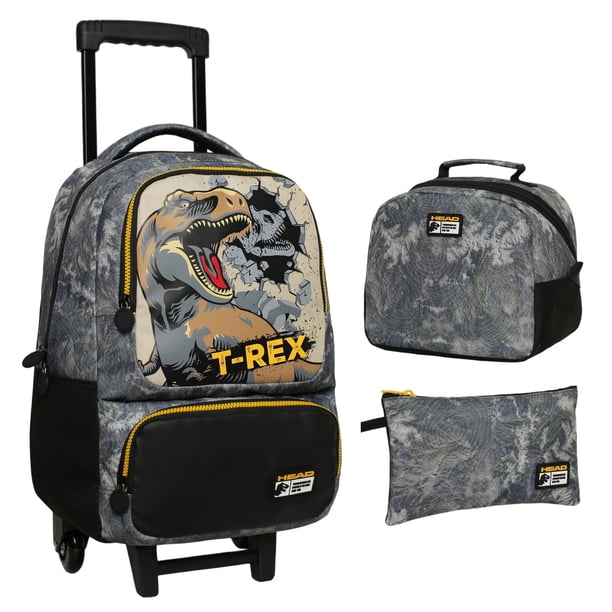 Pack Bakan Mochila Dino Jurassic Gris con Carro