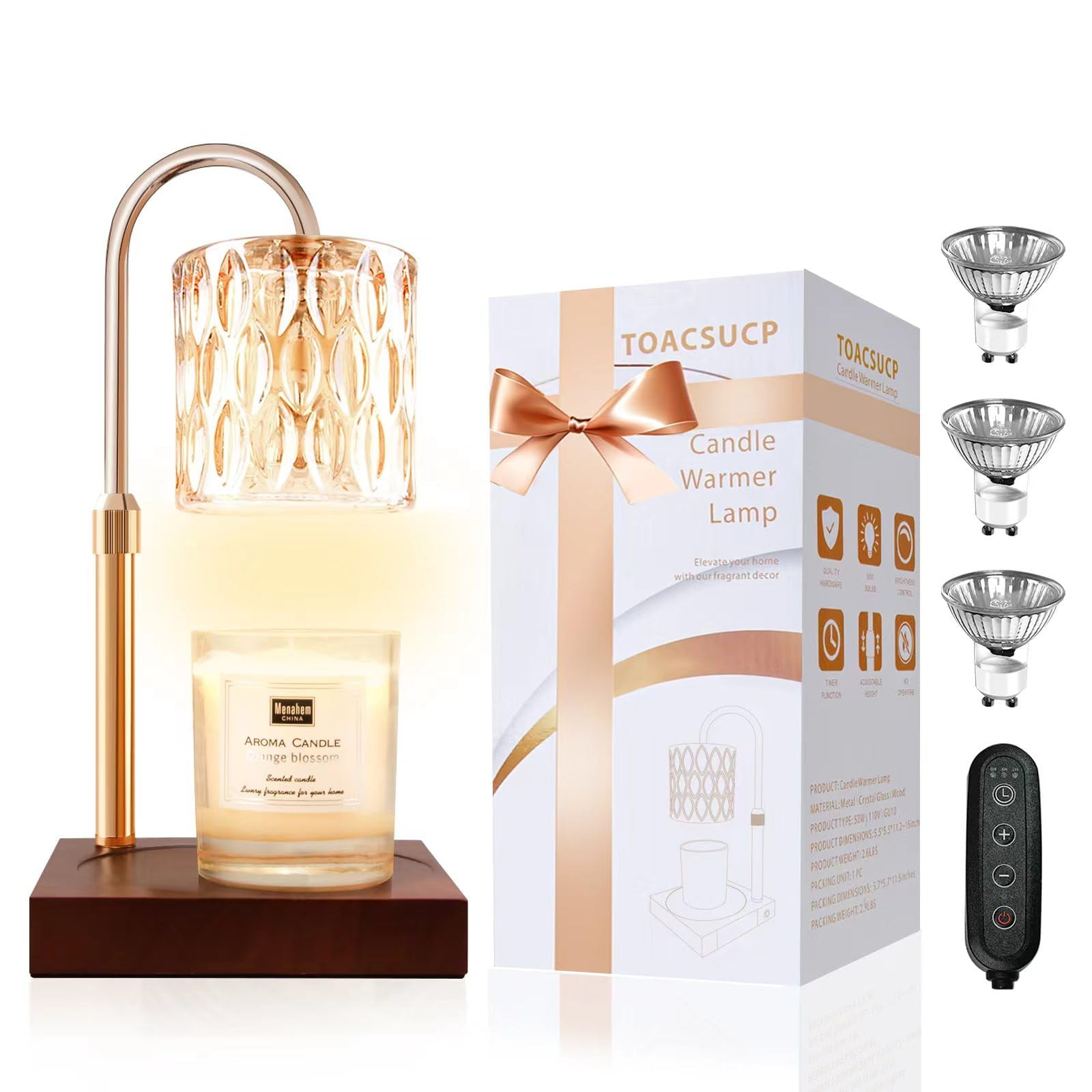Lámpara Calentadora De Velas Toacsucp De Altura Ajustable Con Temporizador De 50 W