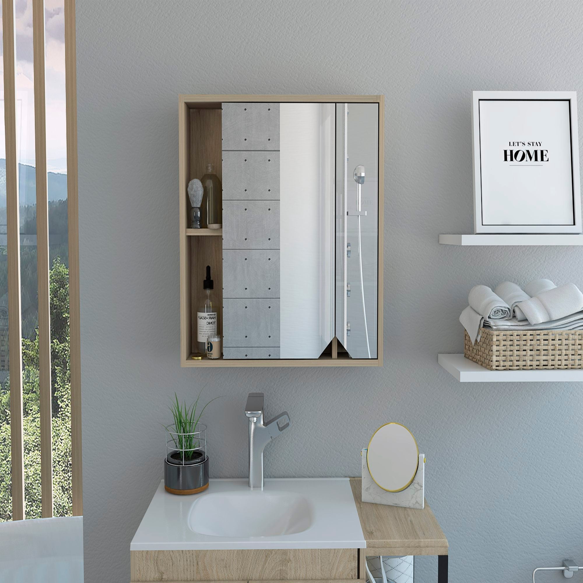 Tuhome - Botiquin Para Baño Ara 60x60x13,6 Cm Rovere Con Espejo