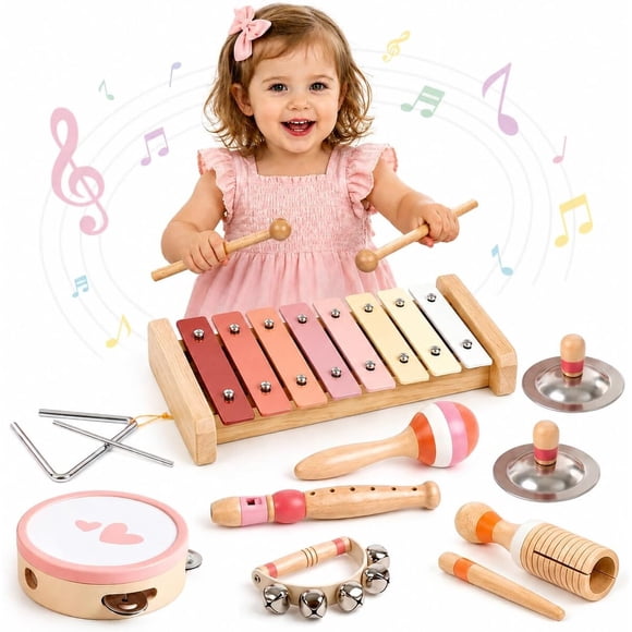 Instrumentos Musicales Vanplay Rosa 8 Piezas Madera Montessori