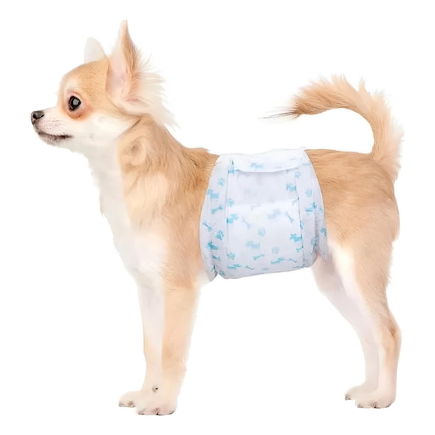 Pañales Desechables Para Mascota Perros Machos Talla S, M, L blanco M: Circunferencia máxima de cintura 55cm