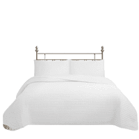 Genérico - Cubrecama Quilt Reversible 1 5 Plazas Color Blanco Lines Collection Martiné