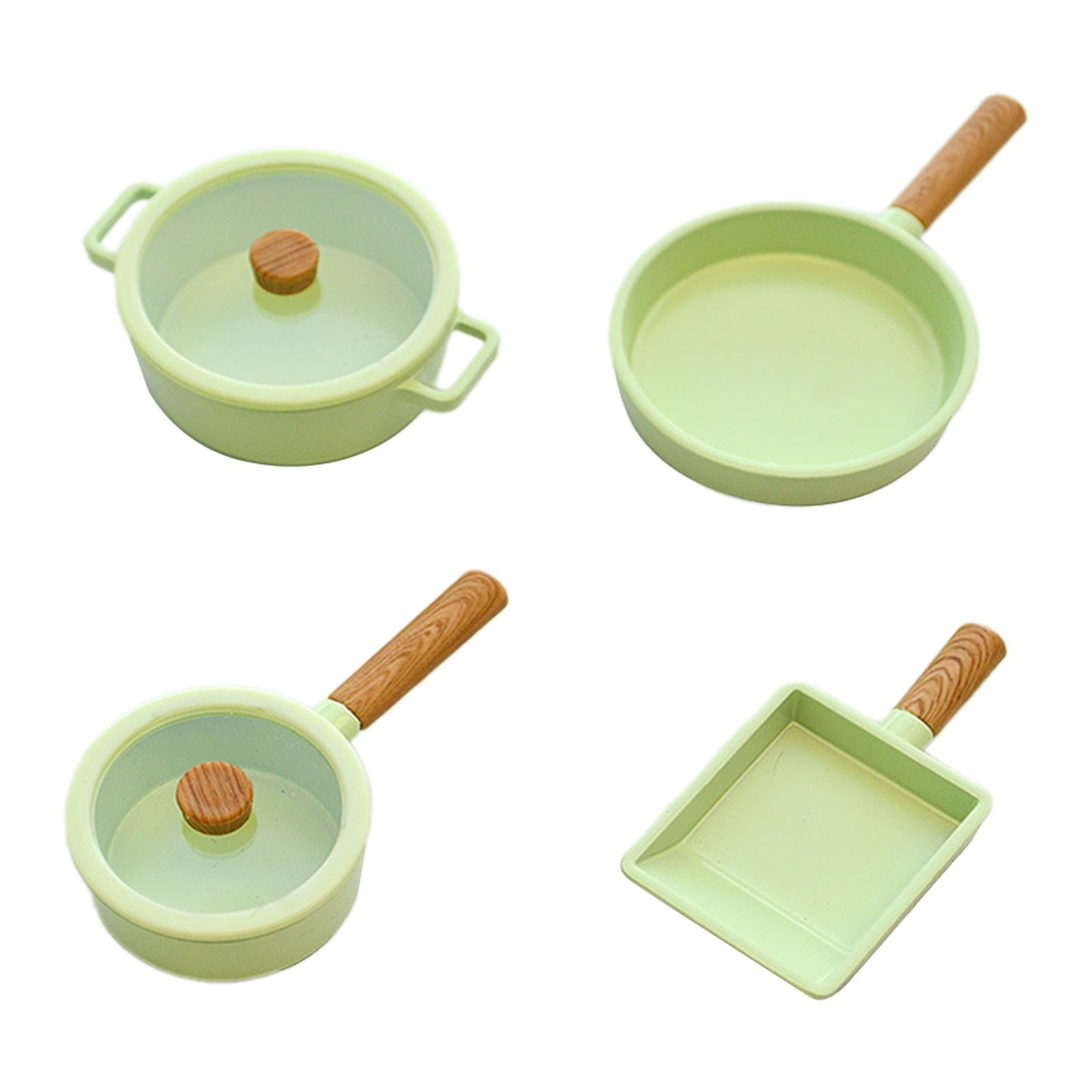 Bothyi - 4 Piezas 1/6 Olla De Cocina Para Casa De Muñecas Mini Modelo De Utensilios De Cocina Para Muñecas Bjd Cocina Verde