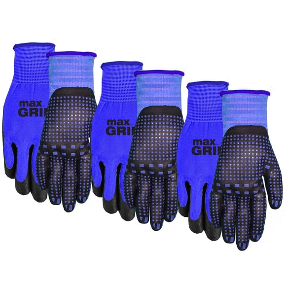 Paquetes de 3 pares de guantes MidWest Max Grip para hombre, color azul L-XL