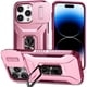 thumbnail image 1 of Funda Armada para iPhone 14 Pro con Tapa Deslizante y Soporte Magnético Giratorio Rosa, 1 of 5