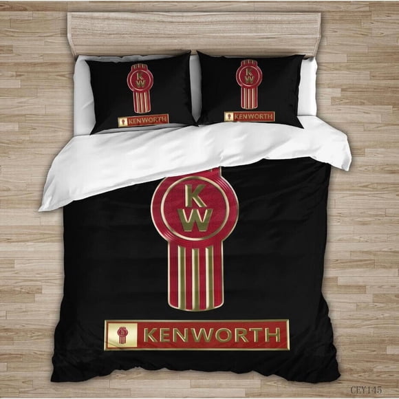 Kenworth Logo Black Quilt Duvet Cover Set Children Kids Bedroom Decor3-Piece Bedding Set