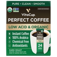 Café Instantáneo Vitacup Perfect, Con Bajo Contenido De Ácido, Tostado Oscuro, 24 Unidades