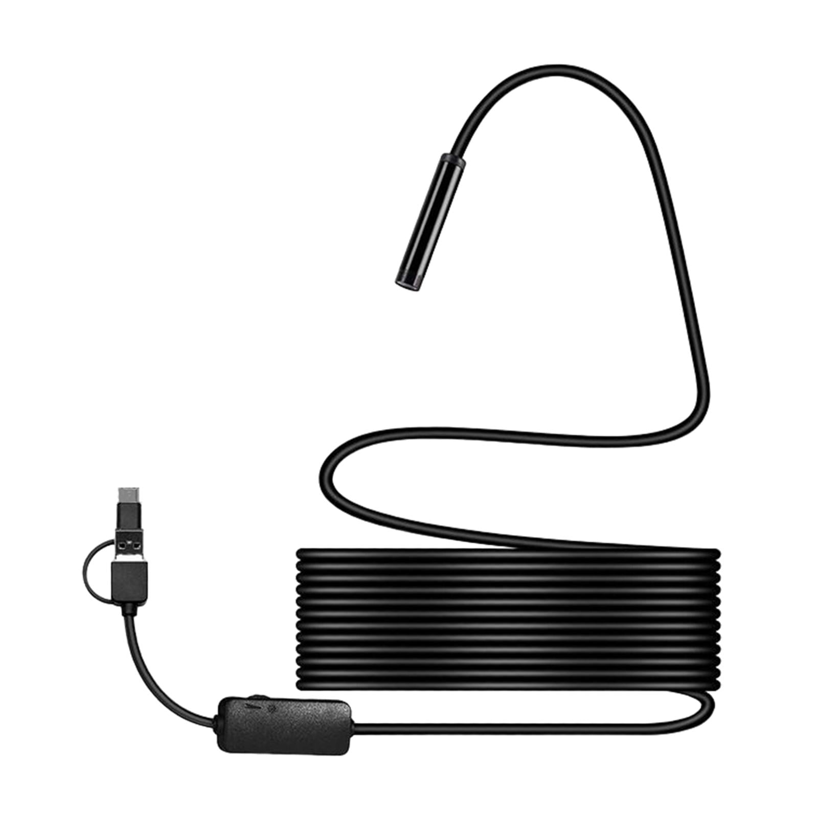 Magideal - Endoscopio Usb 3 En 1 De 5,5 Mm Con 6 Luces Led Ajustables, Boroscopio Impermeable Usb Cable Blando De 5 M