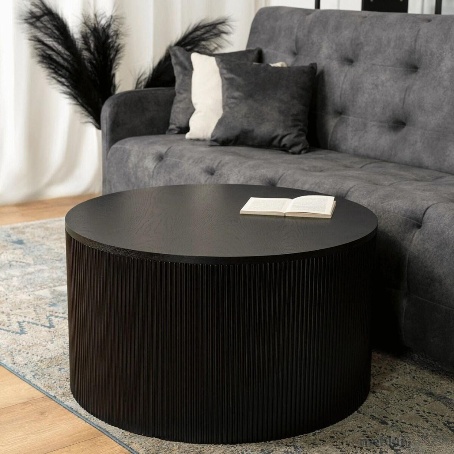 Pandalino - Mesa Centro Redonda Loretto Negra | Moderno Y Minimalista Negro