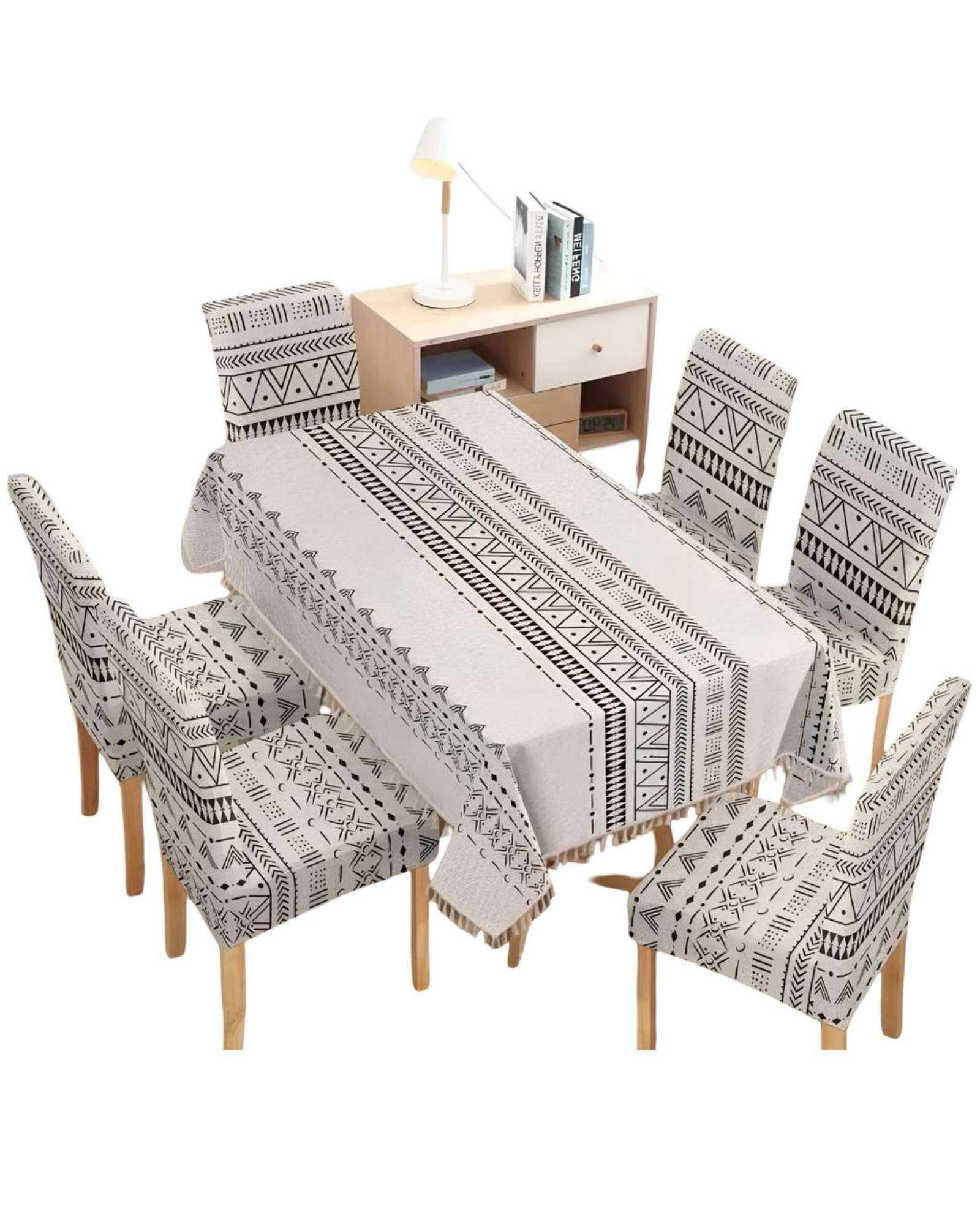 Teng Fei - Juego Mantel Más 6 Fundas De Silla Para Comedor 140X220 Cm