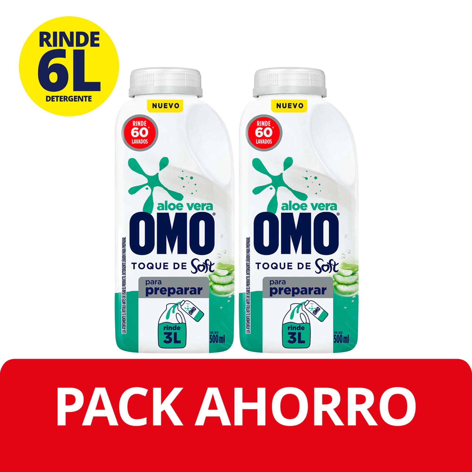 Detergente Líquido Aloe Vera Ultra Power Para Preparar Pack 1 L Omo