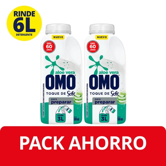 Detergente Líquido Aloe Vera Ultra Power Para Preparar Pack 1 L OMO