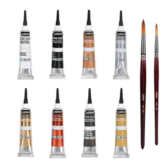 Set De Pintura Pébéo Cerne Relief 8 X 20 Ml Para Vidrio Decorativo