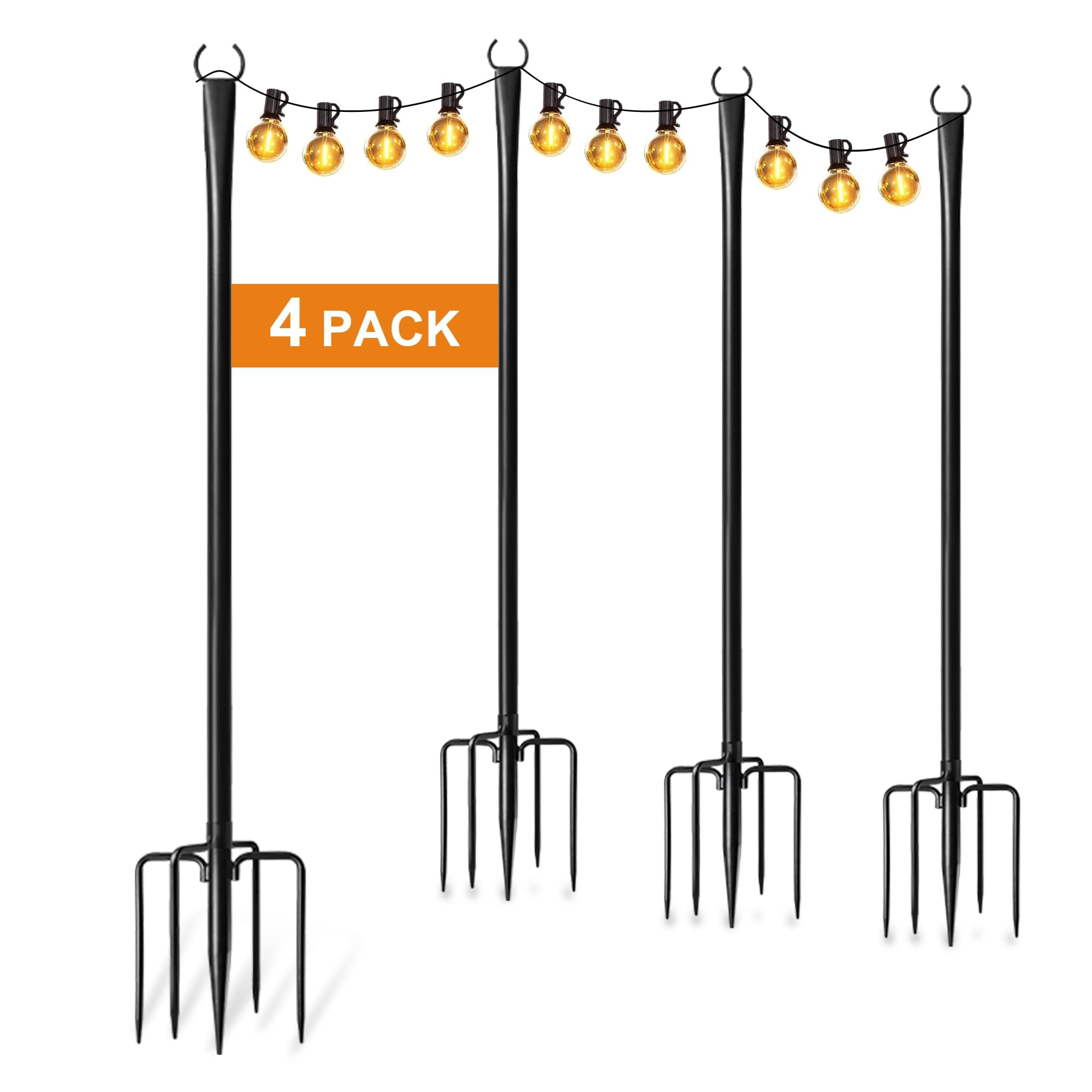 Postes Para Luces De Cadena Fussion, 4 Unidades, Metal, Para Exterior