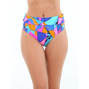 Samia - Bikini Calzón Pin Up Doble Uso Estampado Azul M